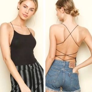 Brandy Melville Black Strappy Back Bodysuit